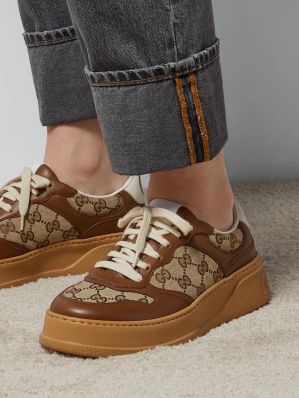 Gucci Brown GG Canvas and Leather Low-Top  Sneakers designer